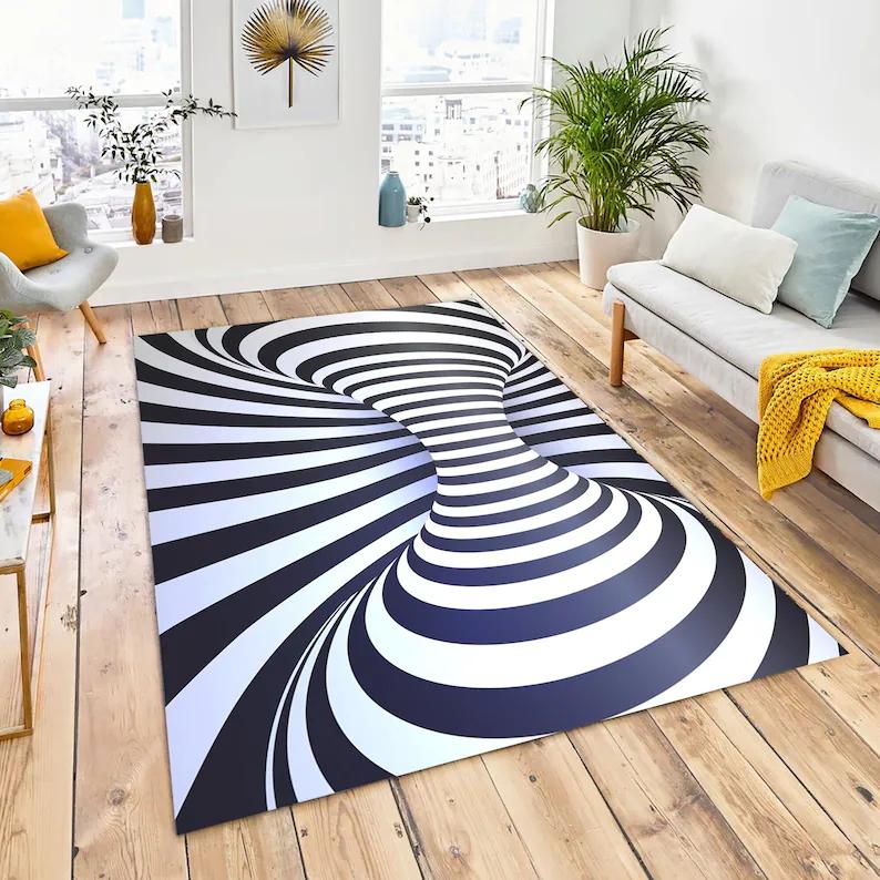 3D коврик с иллюзией вихря для гостиной, спальни, кухни, ковер, нескользящий напольный ковер, ковер для подростков, ковры, домашний декор