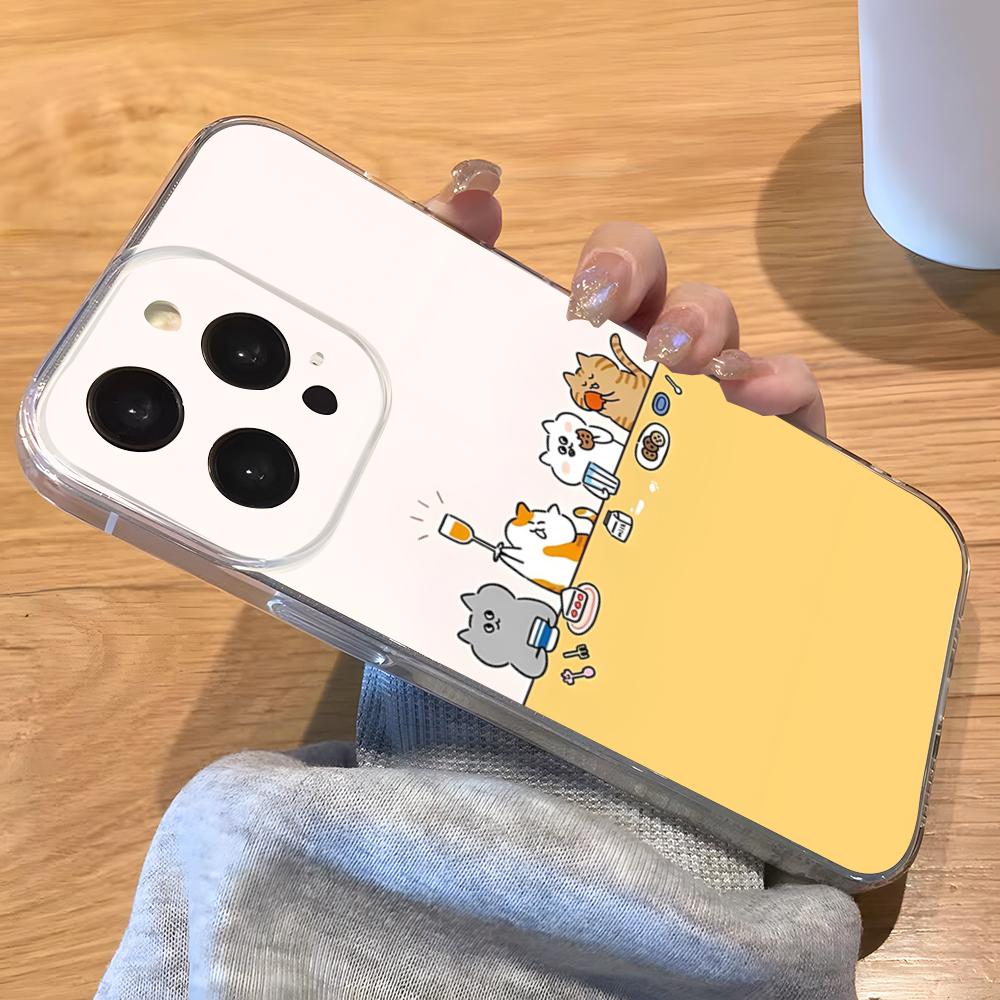 Милый мультяшный чехол для телефона с кошками и собаками для iPhone 17 Pro Max 16 15 14 Pro Max 13 11 Xs Xr 8 7Plus Прозрачная крышка