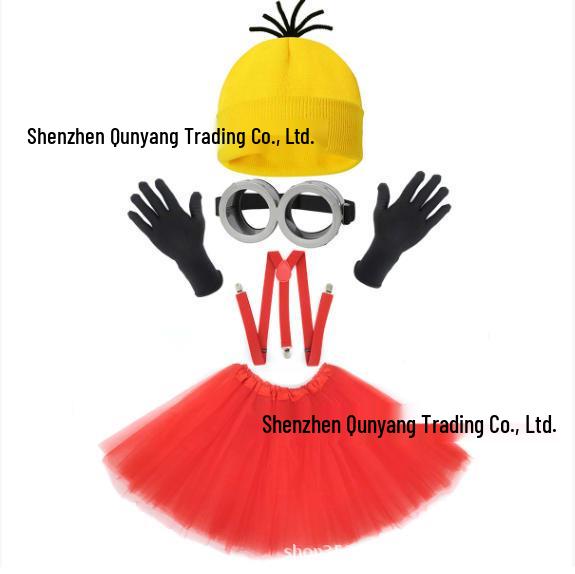 Вязаный набор шапка и перчатки в стиле Миньонов с очками и сетчатой юбкой, аксессуары для костюма