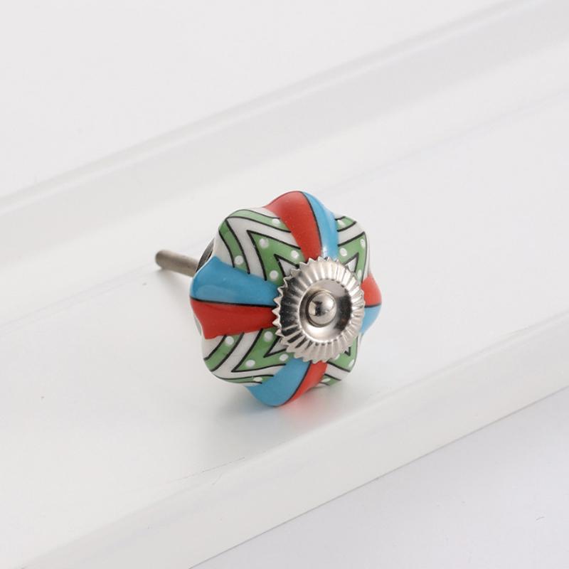 1 шт. Железный материал Винтажная ручка для шкафа Европейский стиль Расписной узор Изысканная форма тыквы Украшение для дома Многоцветный