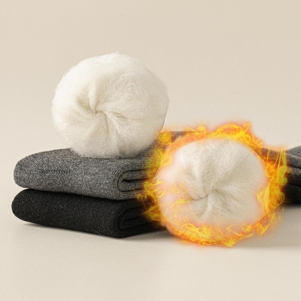 TsujiYa Толстые Теплые Шерстяные Гольфы до Колена для Пушистых и Теплых Носков для Голени с Флисом Размеры Набор Номер Женские Зимние, Носки, Подкладка, 22-25см, 3 пары