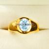Aquamarine Oval Cut With 925 Sterling Silver Gold Plated Ring For Men's #A753 JL375659095749