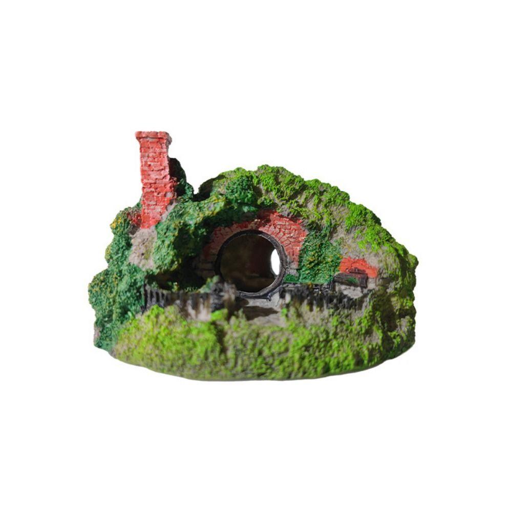 Resin Moss House Landscaping Decorative Fish Hiding Reptile Hole Fish Shrimp Hideout  Aquarium