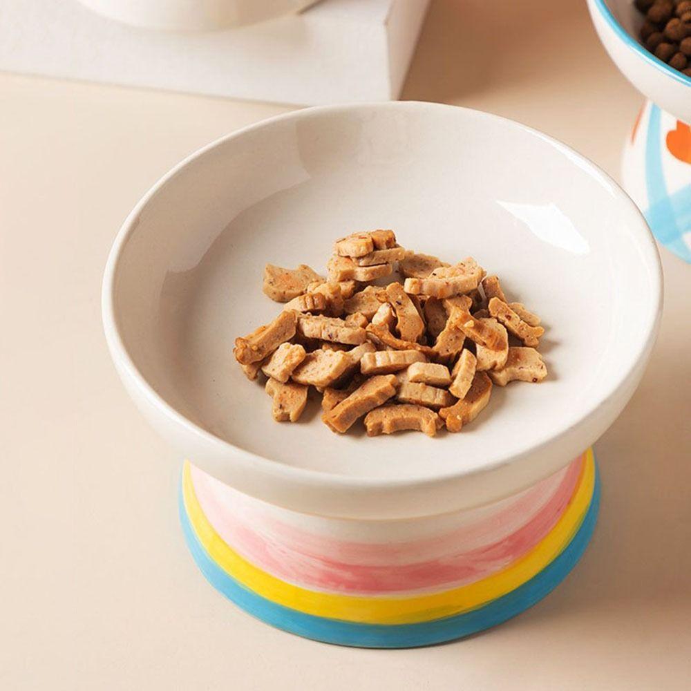 Handmade Cat Elevated Bowl Flat/Slanted Mouth Pet Food Bowl Dog Food Feeder for Feeding