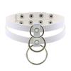 DIEZI Harajuku White PU Leather Torques Choker Necklace For Women Men Vintage Gothic Hip Hope Adjusted Collar Necklace Jewelry