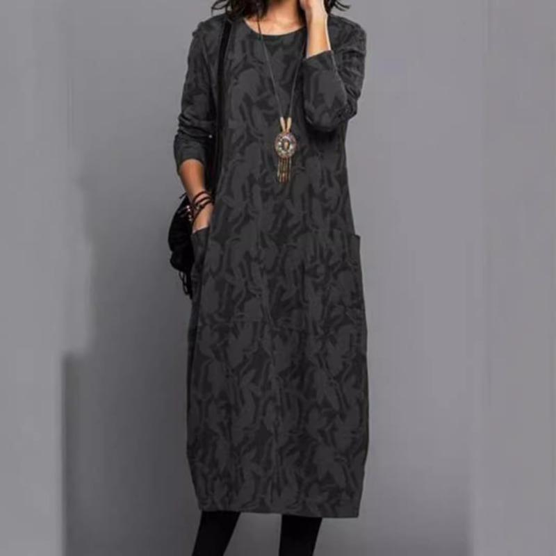 Платье с круглым вырезом и длинными рукавами для женщин с принтом Personality