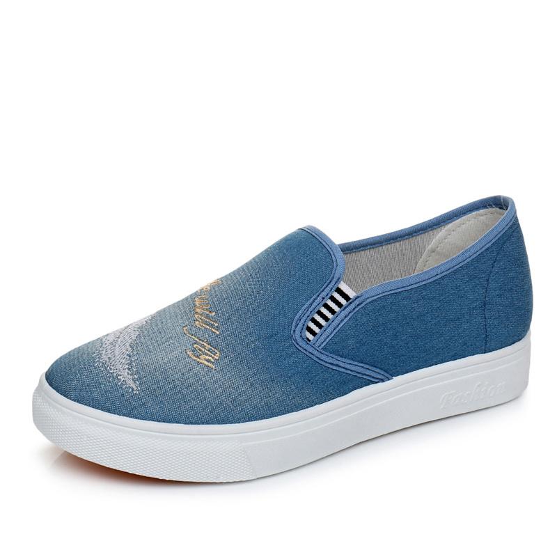 Обувь для женщин Лоферы Холщовая женская обувь Slip On Высокая платформа Весна Дизайнер Стильная Акция 2024 Новинка Низкая Цена A