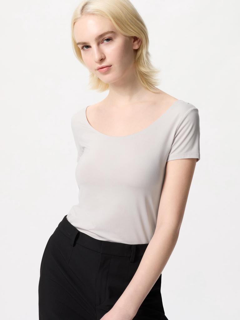 Uniqlo Футболка Airismu с коротким рукавом и вырезом горловины 