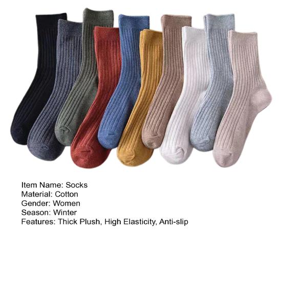 10 пар зимних носков, утолщенные плюшевые носки средней длины, высокоэластичные, с вышитым сердцем, нескользящие, не скатывающиеся, носки-тапочки, комфортные, теплые, спальные носки