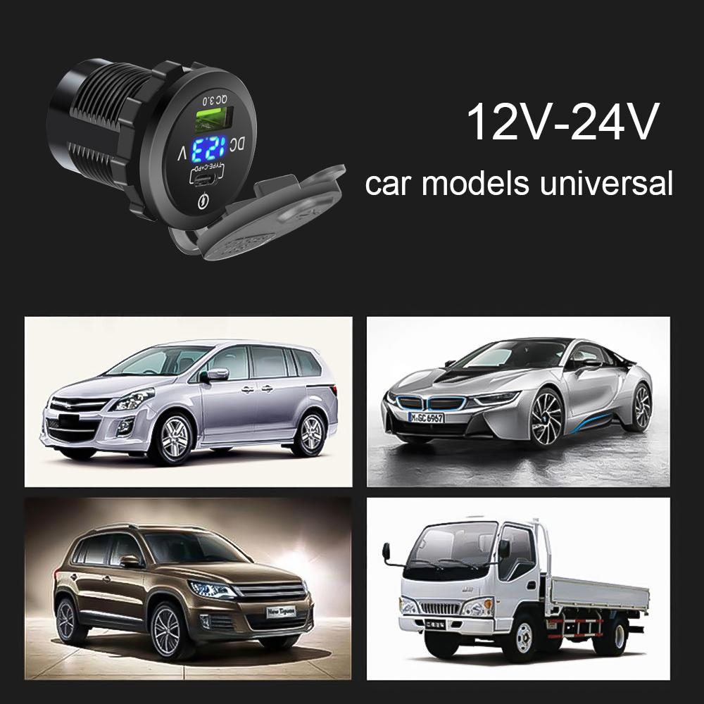 USB-разъем для зарядного устройства, адаптер питания Pd Type C Qc 3,0, водонепроницаемый двойной USB-порт, быстрая зарядка для автомобиля, лодки, внедорожника, седана, внедорожника