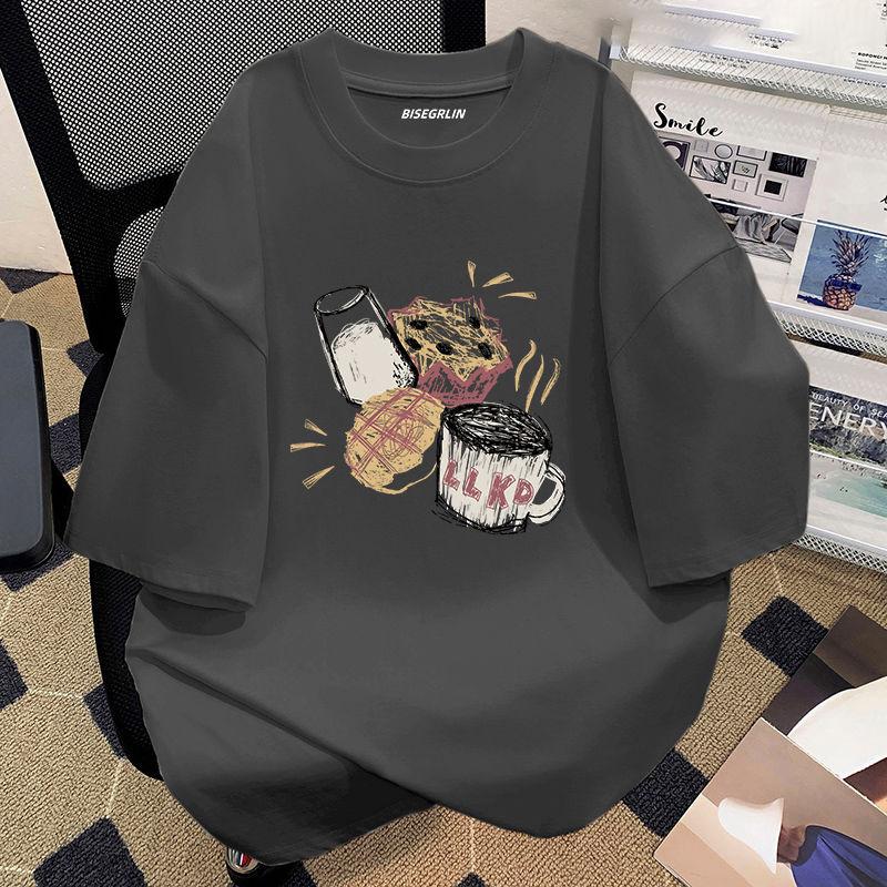 Женская летняя популярная футболка с короткими рукавами из хлопка, дышащая, свободная футболка с принтом, повседневная