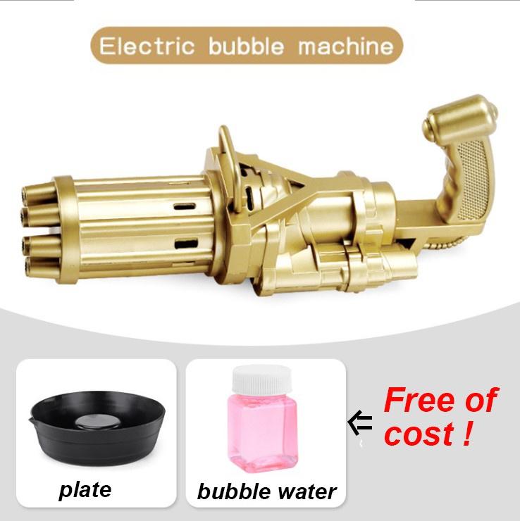 Electric Gatling Bubble Machine Bubble Maker Safe Summer Cooling Fan Outdoor for Kid,Eight Hole Huge Amount Automatic Bubble Maker Electric Bubble