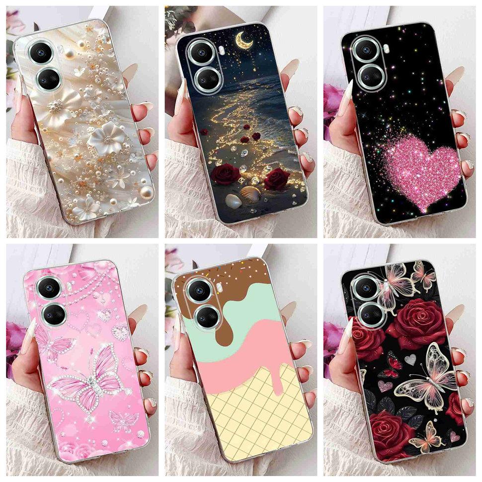 For Huawei nova 10 SE 4G Case BNE-LX1 Luxury Flower Soft Silicone TPU Cover For Huawei Nova 10SE 6.67" Butterfly Phone Casing