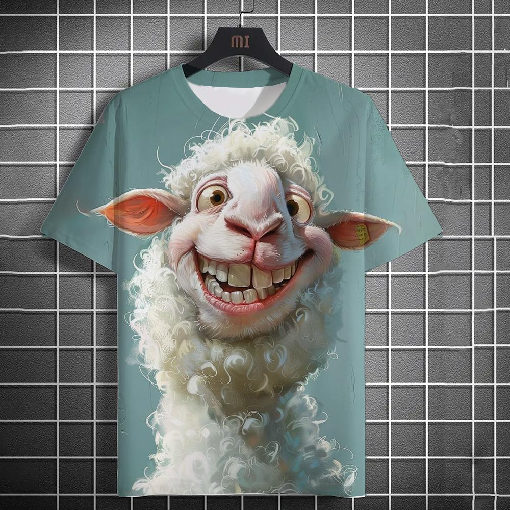 Fashion Men's Casual T-shirt 3D Printing Fun Animal Print Short Sleeve Street Fashion Wolf Fox Print Round Neck Top