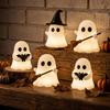 Themed Baking Decorations Halloween Luminous Mini Ghost Figurines, Glow in The Dark Cute Party Accents Miniature Statue for Micro Landscape,