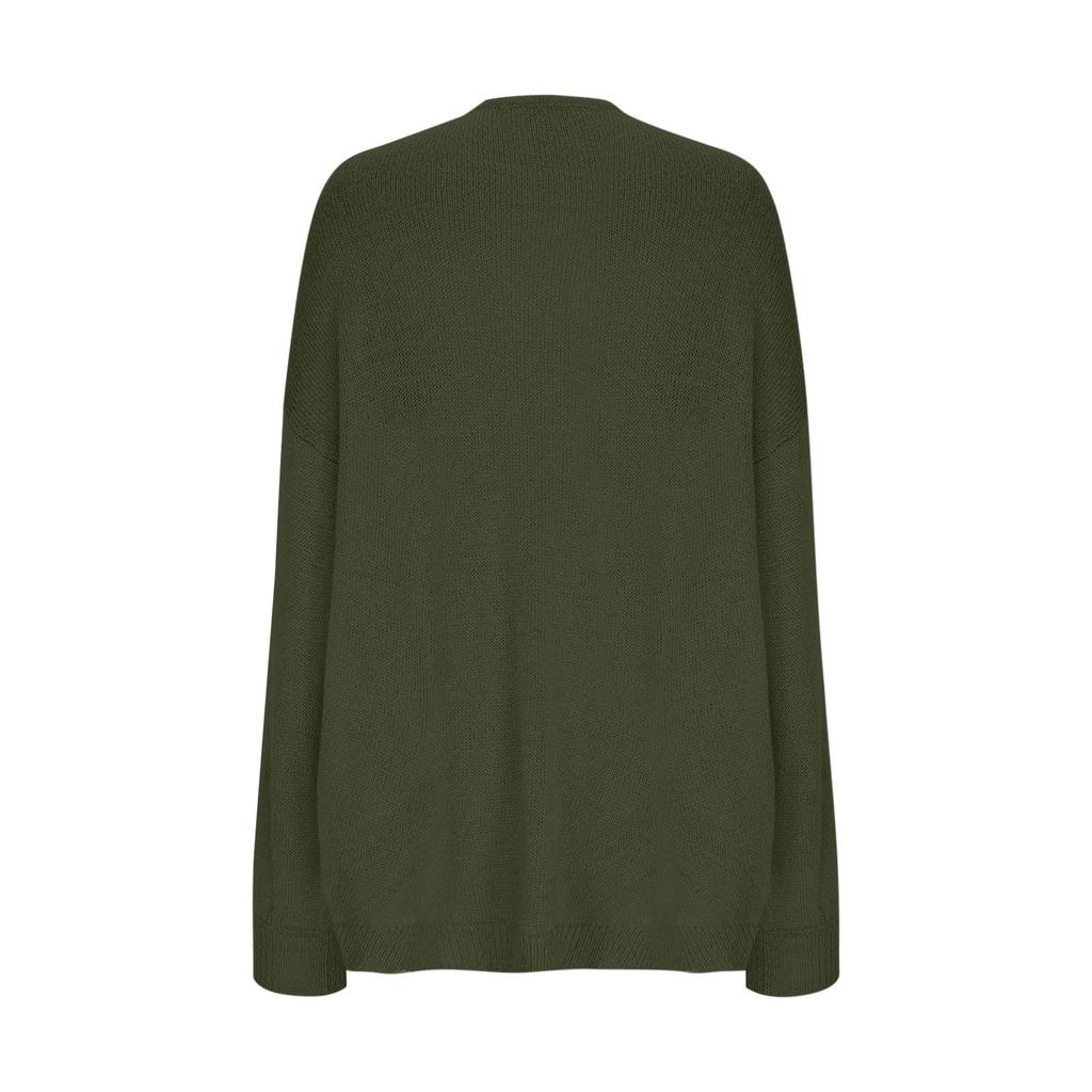 Женский однотонный свитер свободного кроя с V-образным вырезом, вязаный кардиган-жакет