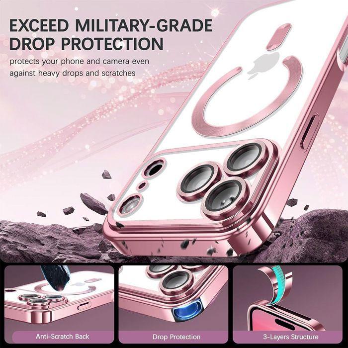 Coque de Protection - BOOLING - iPhone 17 Pro - Rose - Anneau Magnétique - 2 Verres Trempés