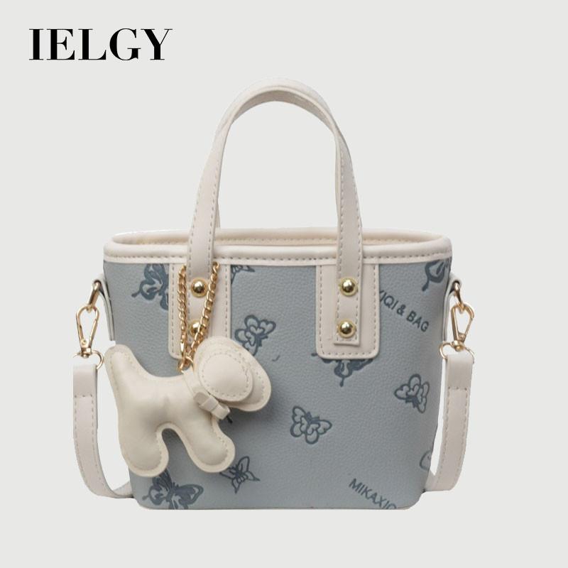Ielgy Embossed Butterfly Portable Tote Bag Korean Version Fashion One-Shoulder Messenger Bag Bucket