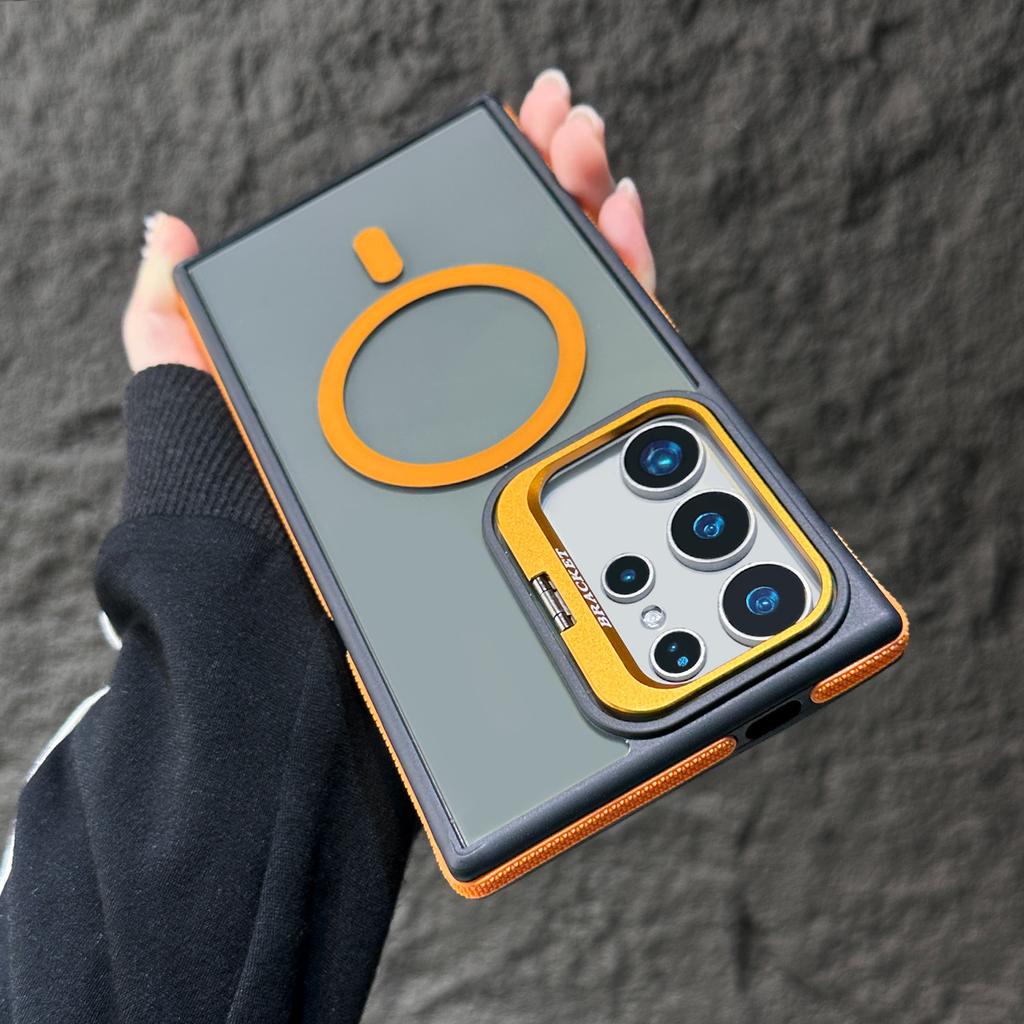 Suitable for Samsung S25 Ultra Magnetic Phone Case S24plus Creative Lens Bracket S23 Dual Color Anti Fall