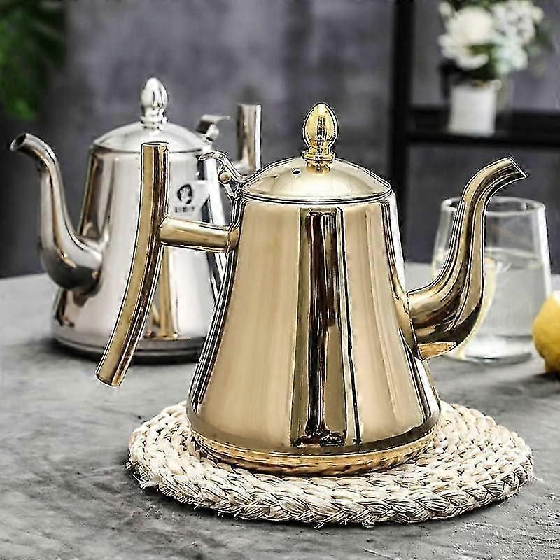 1.5L Gold Stainless Steel Teapot with Filter, Vacuum Insulated Coffee Carafe for Tea