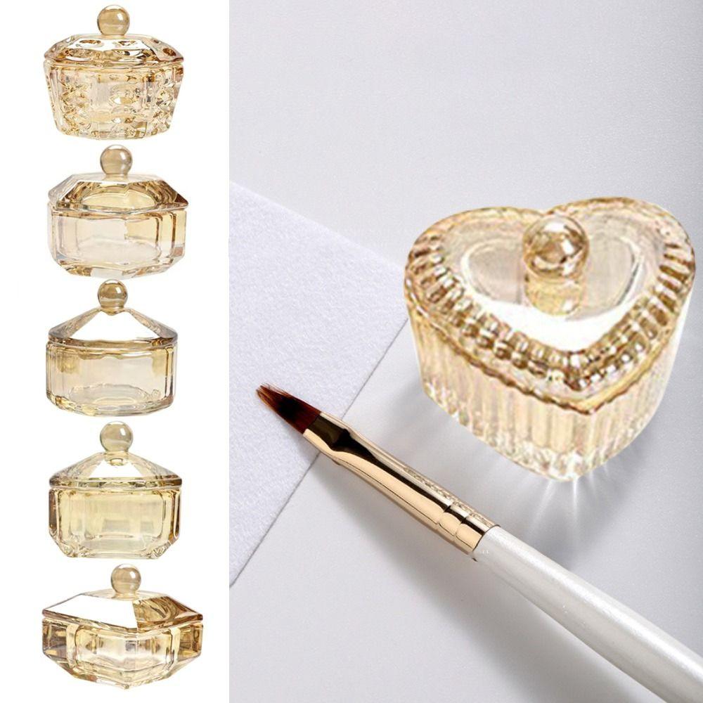 Crystal Glass Dappen Dish Acrylic Glass Cup w Cap Accessories Liquid Powder Glass