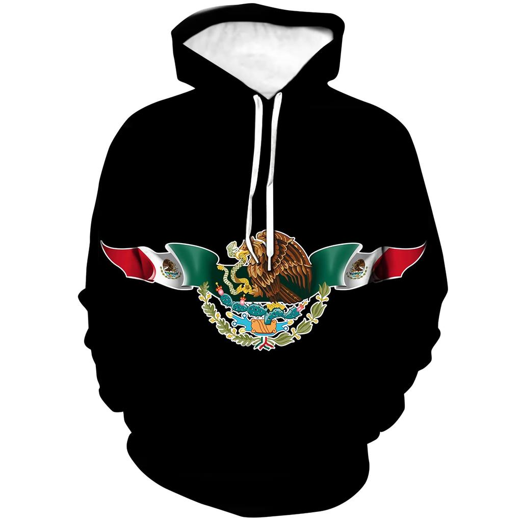2025 Europe, America, Europe and America men's sweater Mexico logo boys sweater 3D printing autumn and winter hooded sweater