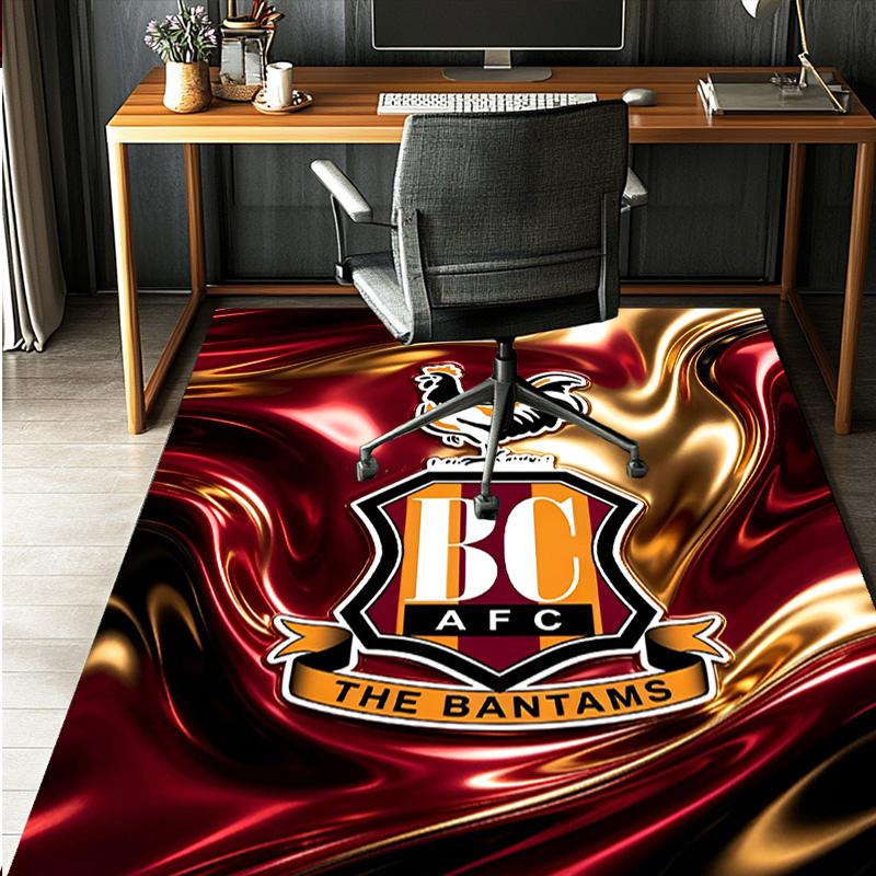Bradford City AFC Pattern Rug, Indoor/Outdoor Mat, for Picnic, Gameroom, Bedroom, Office, Living Room, Home Decor Carpet, Birthday Gift