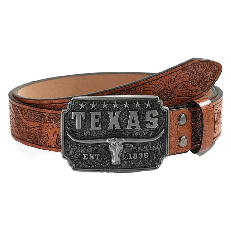 Мужской ремень в западном стиле Ковбойский пояс с серебряной деталью в виде головы быка для законодателей мод и ценителей стиля