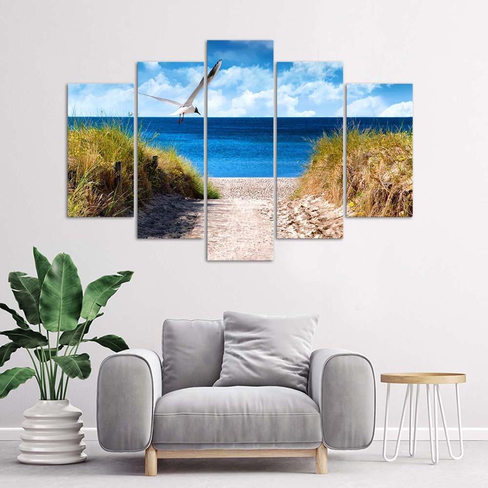 Feeby Five piece picture canvas print, Welcome to the sea