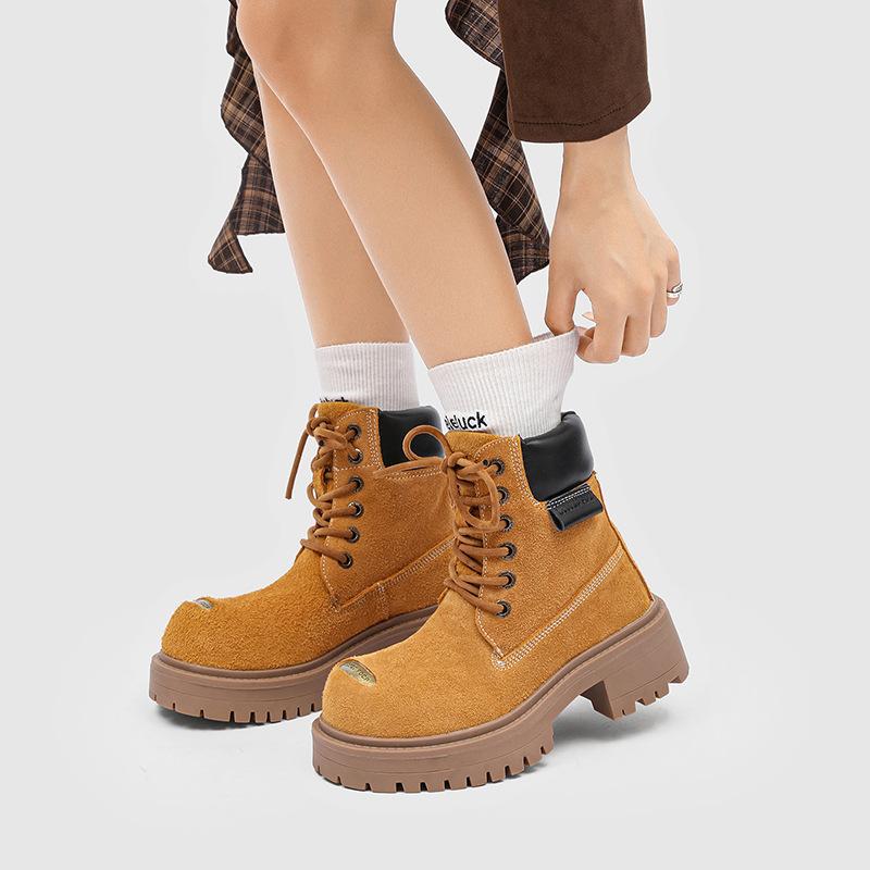 Мужские и женские резиновые ботинки, пара, на толстой подошве, увеличивающие рост, в британском стиле, повседневные, с большим носком, ботинки Мартина 43156-44156-J