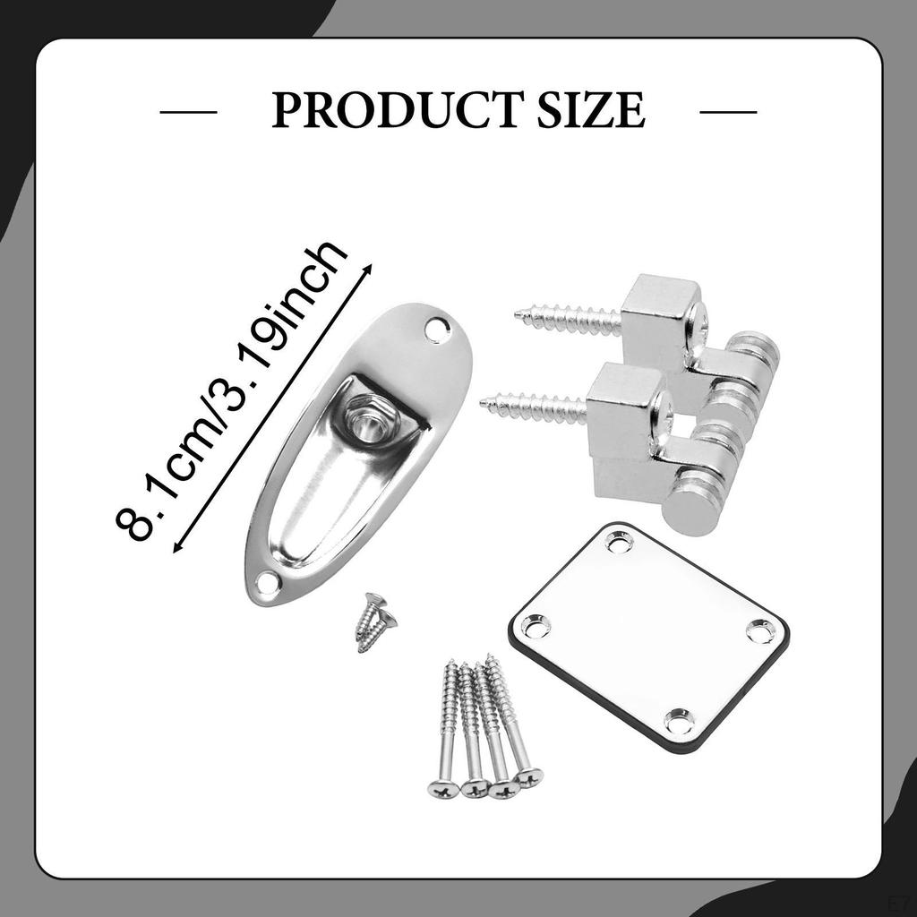 Electric Guitar Neck Plate Parts with Screws 4 Holes Metal Rectangle Thick Connecting