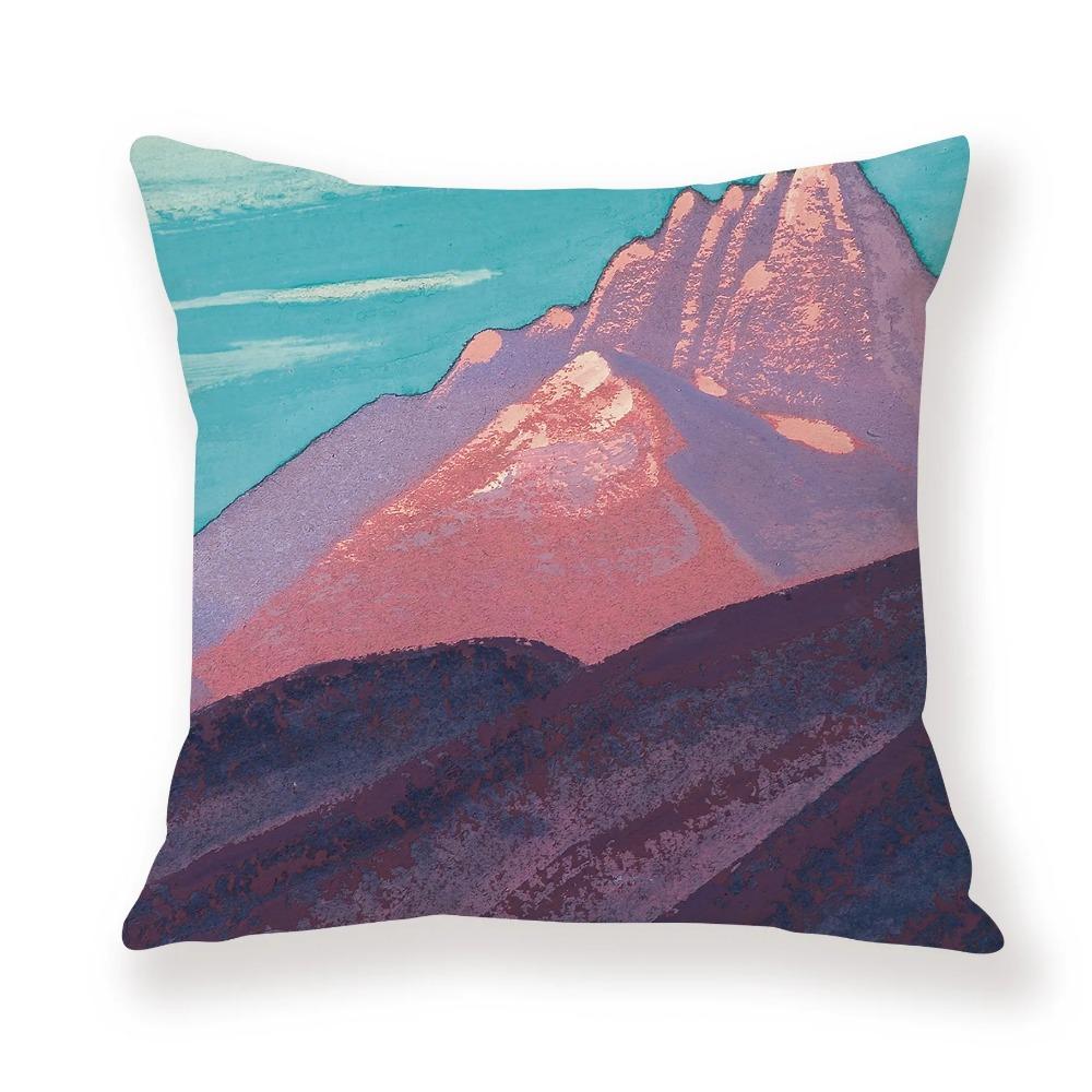 Juste de coussin de voiture de canape de Bureau, taie d'oreiller de luxe, украшение дома, мотив ciel coloré de montagne de neige