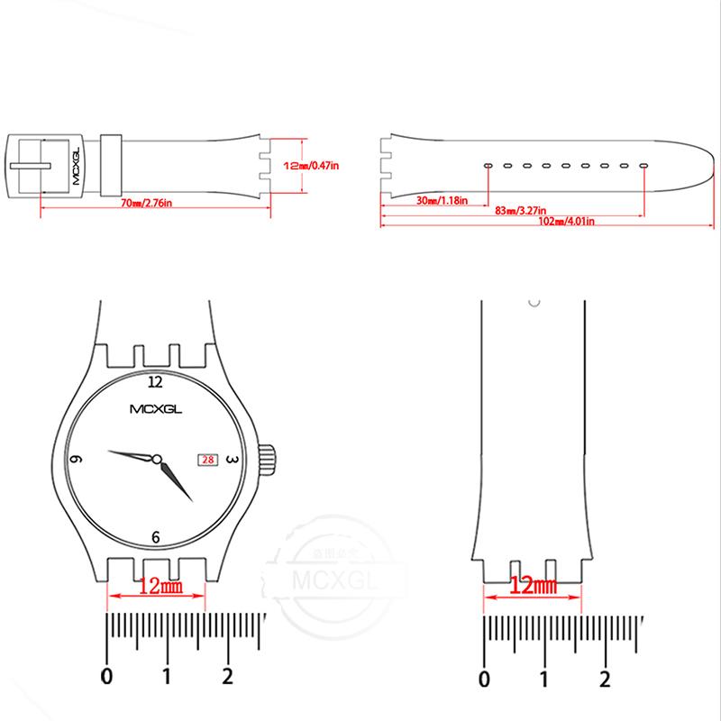 Мягкий силиконовый ремешок для часов, подходящий для Swatch 12 мм, ремешок для девочек и женщин, цветной, водонепроницаемый, наручный браслет, аксессуары для часов