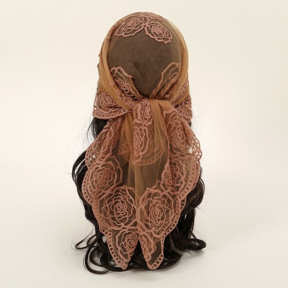 Floral Embroidery Lace Scarf Breathable Sunscreen Shawls Fashion Headscarf Summer