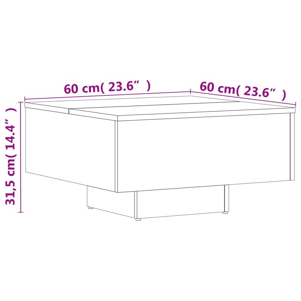 Coffee Table White 60 x 60 x 31.5 cm Engineered Wood