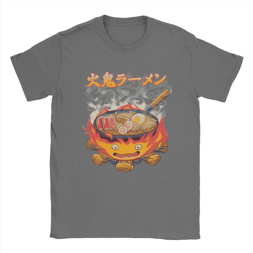 Мужские футболки Howled Ramen Movings Fire Demon Castles, 100% хлопок, винтажные футболки с круглым вырезом, новое поступление футболок