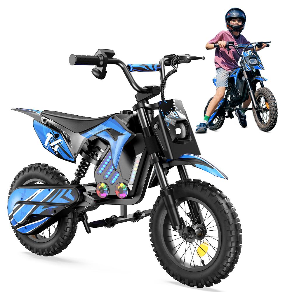 iScooter A14 Children's Multi Terrain Electric Motorcycle 36V5.2Ah Battery 500W Motor 14 Inch Tires With Front And Rear Dual Shock Absorption