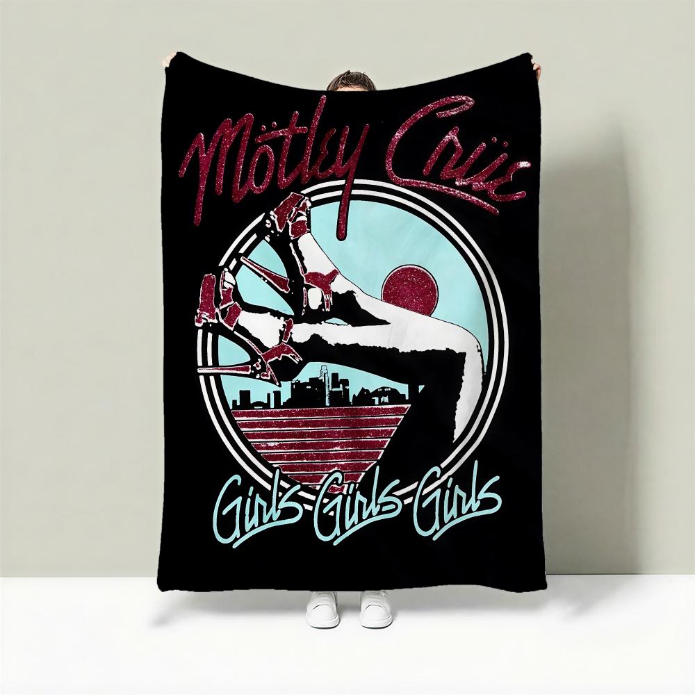 Band M-Motley Crue Throw Lightweight 240g Flannel Blanket Soft Skin-friendly for Summer Cooling