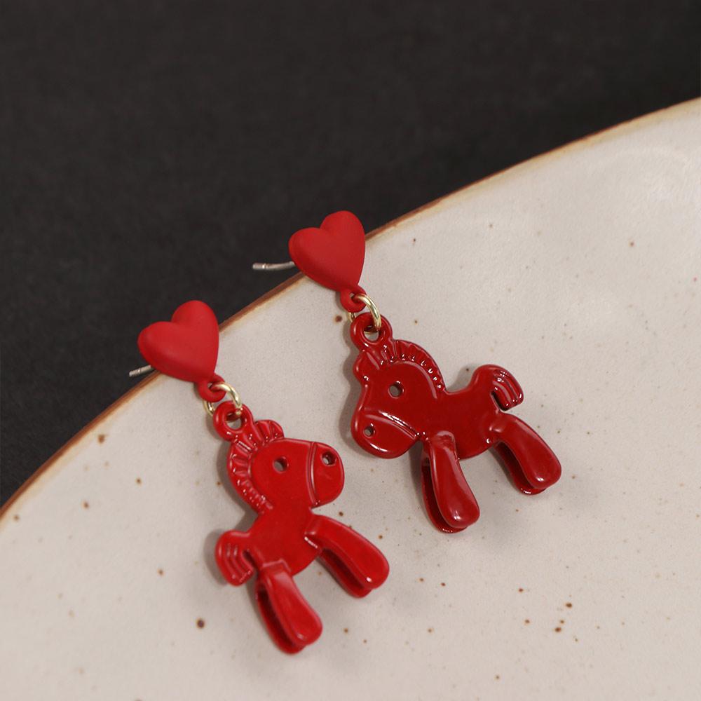 Cartoon Horse Chinese Style Pony Earrings Fashion Jewelry Horse Drop Earrings Gift