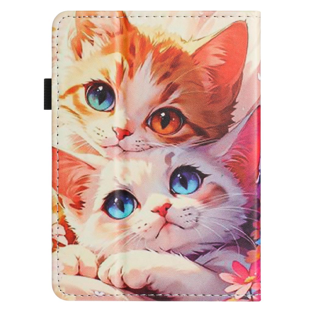 Для Amazon Kindle Paperwhite 6 (2024) Чехол для планшета с текстурой личи, печатным узором, кожаная обложка, автосон/пробуждение, с держателем для карт