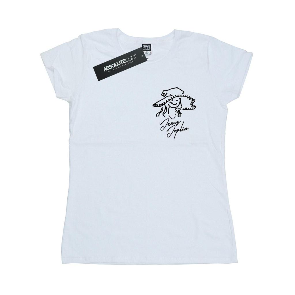 Janis Joplin Womens/Ladies Outline Sketched Cotton T-Shirt