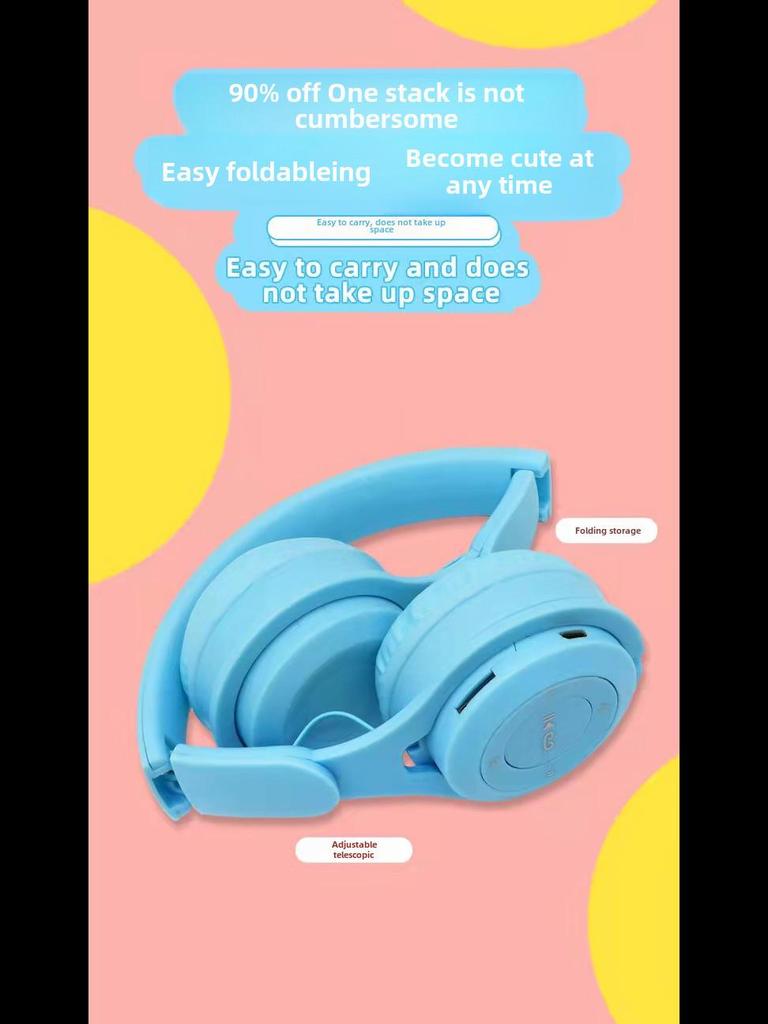 Гарнитура Bluetooth Y08 Heavy Bass Foldable Macaron — беспроводные наушники с креплением на голове