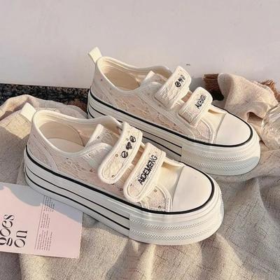 Мода 2024 года, новая мода, универсальная, новая женская обувь, парусиновые туфли на платформе, осенняя обувь в стиле кампуса, спортивная обувь на плоской подошве для женщин