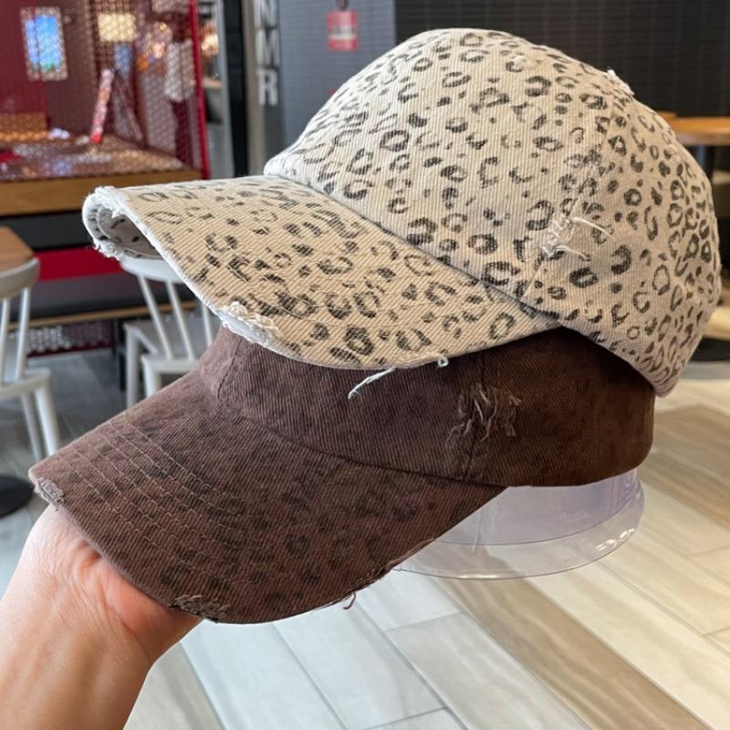 Distressed Leopard Print Wide Brim Unisex Baseball Cap For Men Women