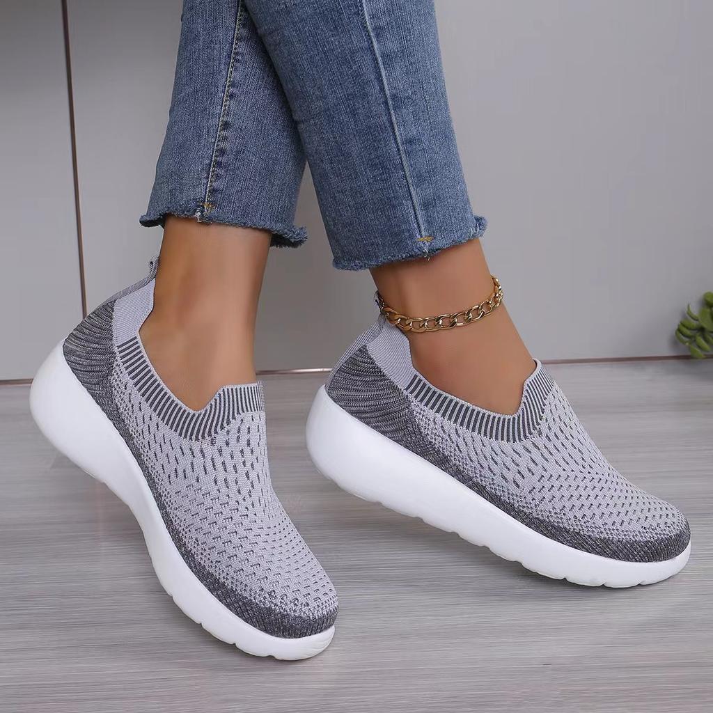 Fashion Shoes Woman 2024 Trend Sneakers Breathable Knit Slip-on Thick Bottom Comfor Light Sport Shoe Zapatillas Deportivas Para Mujeres