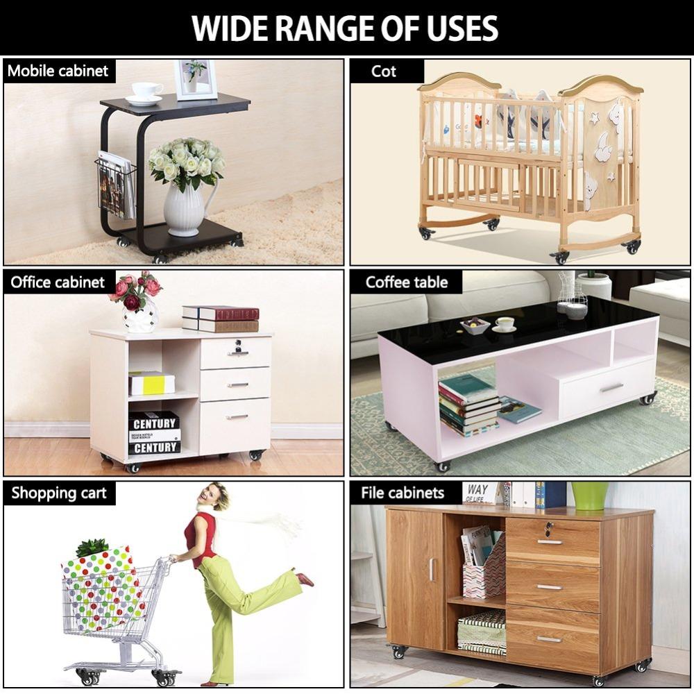 4 шт. сверхмощные поворотные ролики 1,5 "/2" с резьбовым стержнем с тормозной тележкой, мебельный ролик M8/M10 с резьбовым стержнем