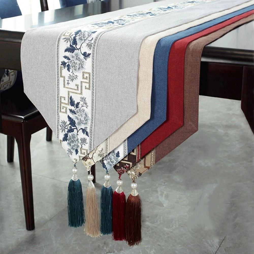 Chinese Style Floral Table Runner Vintage Tea Table Cloth Retro Table Flag Home Kitchen Use