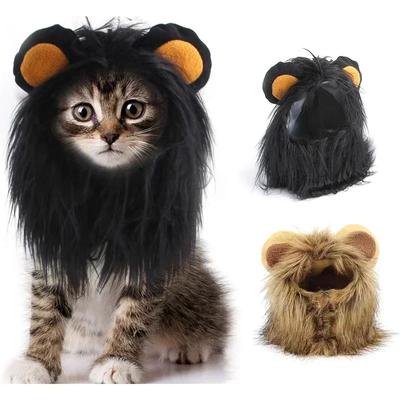 Кошка Косплей Одевание Шляпа для питомца Львиная грива для кота Щенок Львиный парик Костюм Украшения для вечеринки Хэллоуин Рождество GatosPet Supplies