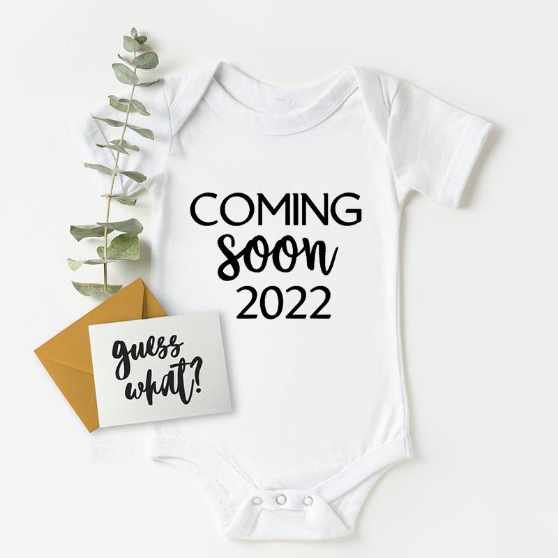 Baby Announcement Onesies Coming Soon 2022 Newborn Baby Bodysuits Summer Boys Girls Romper Body Pregnancy Reveal Clothes