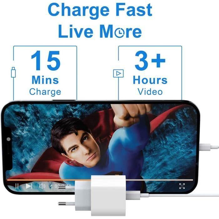Chargeur Rapide iPhone USB C 20W avec Cable 1M pour iPhone 13-13 Mini-13 Pro-13 Pro Max-12 11, Adaptateur Type C Pr Secteur PD 236